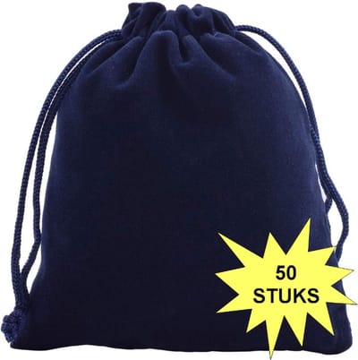 Fako Bijoux - Fluweel Cadeau Zakjes - Velours - 10x12cm - Donkerblauw - 50 Stuks