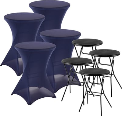 Bardi Stretch Statafelhoes - Statafelrok 4 Stuks - 80 x 110 cm. Donkerblauw