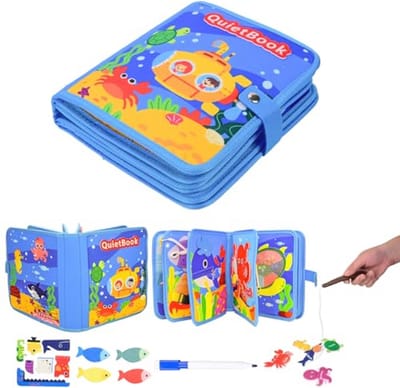 Stille Boek met Oceaanthema voor Kinderen, Educatief Speelgoed vanaf 1 Jaar, Montessori Quiet Book
