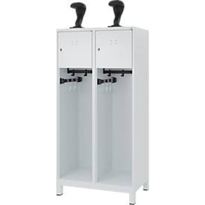 C+P Evolo brandweerkast, model YOUNGSTER, 2 compartimenten, H 1630 x B 800 x D 500 mm, poten, lichtgrijs RAL 7035