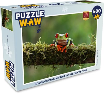 Puzzel Roodoogmakikikker op bedekte tak - Legpuzzel - Puzzel 500 stukjes
