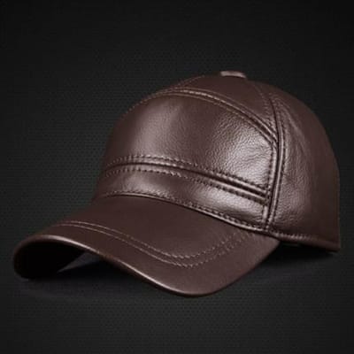 Nouvelles Casquettes de Baseball Printanières pour Hommes en Cuir Véritable Vachette Hommes Jeunesse Bec de Canard Casquettes Papa Casquette d'Aviateur Bomber 55 60cm black