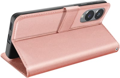 Mayaxess, Hoesje Geschikt voor Samsung Galaxy S25 Edge Klep Portemonnee Stand, Champagneroze
