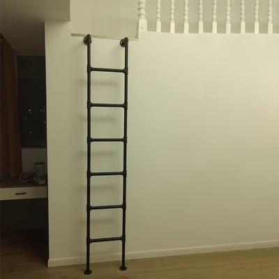 Noodladder Metaal - Veilige Toegang - Stapelbed Gebruik - Verstelbare Hoogte - Tot 300cm - Zwart