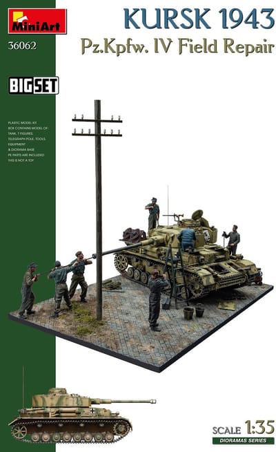 MiniArt Modelbouwpakket Diorama - 36062 Kursk 1943. Pz.Kpfw. IV Tank Veldreparatie - Big Set - Diorama Plastic - 1:35 - Modelbouw
