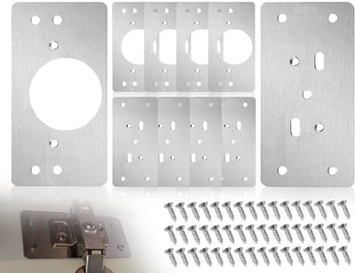 Dailygoods- Scharnier Reparatie Plaat Set - 4 Pairs Roestvrij Stalen Scharnieren - Scharnierboor - Scharniermal - Eenvoudige Installatie - Duurzaam Materiaal - Scharnierplaat