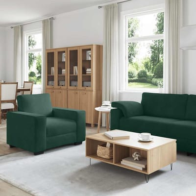 vidaXL - 3-delige - Loungeset - met - kussens - fluweel - donkergroen