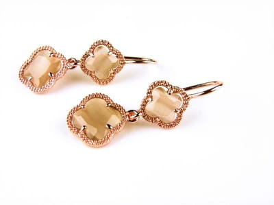 model Double Fiori klein oorringen in zilver roze verguld bruin