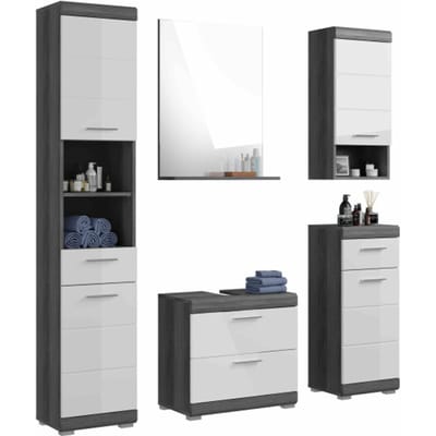 Scout badkamercombinatie wit hoogglans MDF TZ rookzilver NB - 37x164x191cm