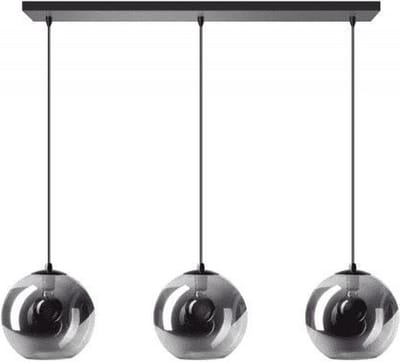 Expo Hanglamp balk Orb 3x E27 25cm Smoke Glas/ Zwart | rookglas lamp | smoke glas lamp | smoke glas hanglamp