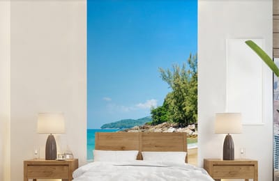 Behang - Fotobehang Strand - Zee - Planten - Tropical - Breedte 120 cm x hoogte 240 cm
