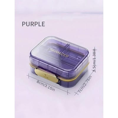 1 ST 7 Vakken Draagbare Lichtdichte Vochtbestendige Reis Pillen Organizer Doos Kleine Medicijn Opbergkoffer purple veelkleurig