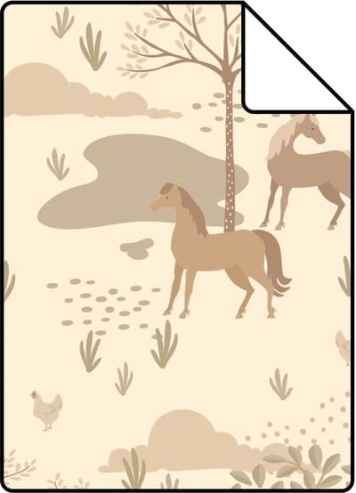 Proefstaal ESTAhome behang boerderij dieren beige - 26.5 x 21 cm - 131732-S
