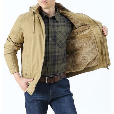 Herfst en Winter Katoen Gevoerd Heren Losse Grote Maat Herenkleding Casual Katoen Gevoerd Middelbare Leeftijd en Oude Papa Jas 4XL black