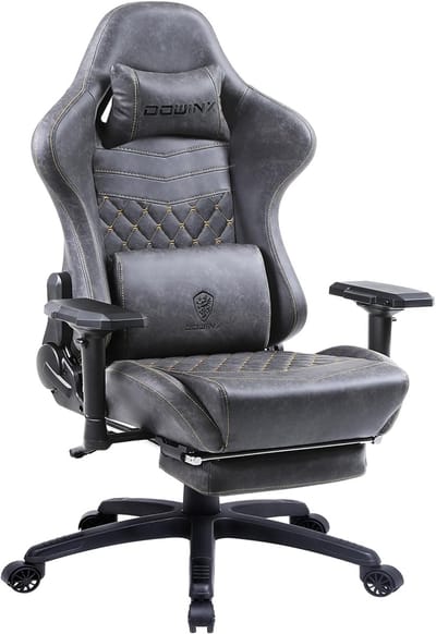 Dowinx - Ergonomisch - Bureaustoel/Gamingstoel - Breed model - Met verwarming, massage, lendensteun, armleuningen, voetsteun in zwart/grijs