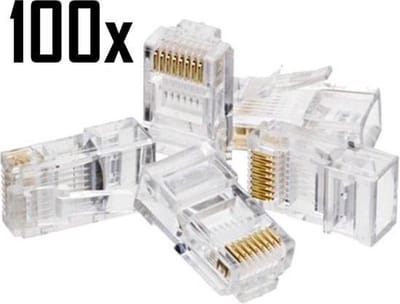 RJ45 CAT6 UTP Connector - LAN Kabel Aansluiting Stekker voor Internet / Netwerk kabel - 100 Stuks
