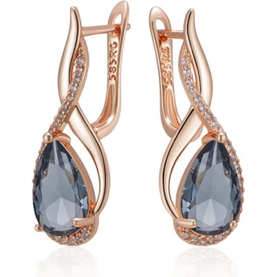 Glanzend Grijs Natuurlijk Zirkoon Hangende Oorbellen Voor Vrouwen Mode Roségoud Kleur Hoge Kwaliteit Dagelijks Fijne Vintage Sieraden beige
