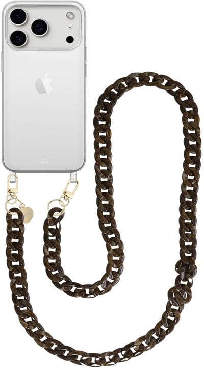 xoxo Wildhearts siliconen hoesje - Geschikt voor iPhone 17 Pro Max - Brown Chocolate - Lang Koord - Telefoonhoesje - Hoesje met koord - telefoonkoord - Transparant hoesje - Lang bruin koord