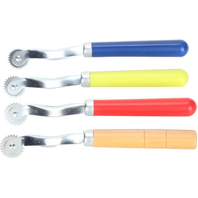 4 Pièces Roulette à tracer Manche en Bois Plastique Espaceur de Marquage de Points pour Patron de Couture yellow