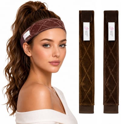 Guardian Beauty Anti Slip Pruik Band - Fluweel met Lace - Wig Grip - Verstelbare Klittenband - 2 stuks - Donkerbruin & Camel Bruin
