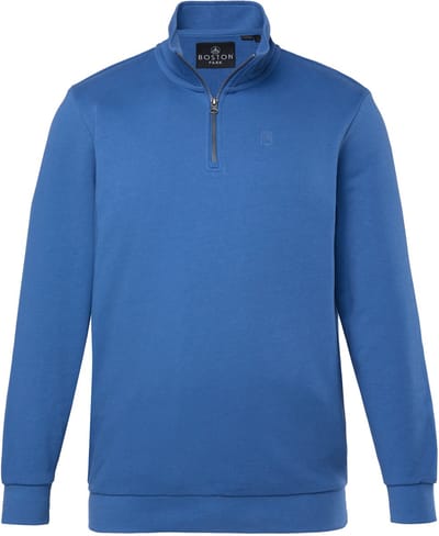 Boston Park - Heren - Troyer sweatstof opstaande kraag met rits - Denim blauw - Maat 52+