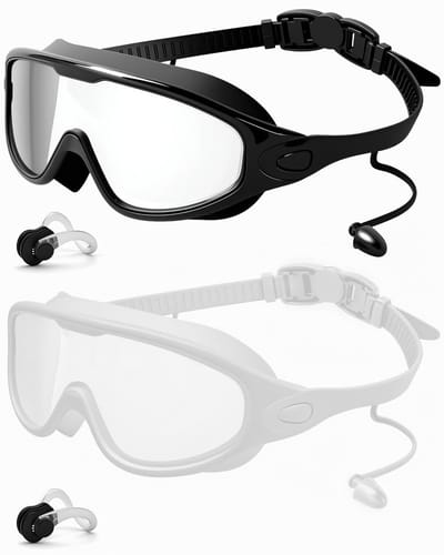 Zwembrillen - Zwem- en duikbrillen - 2-pack - Zwembrillen met breed gezichtsveld anti-condens en UV-bescherming - voor heren dames en kinderen - 2 stuks(Zwart, wit)