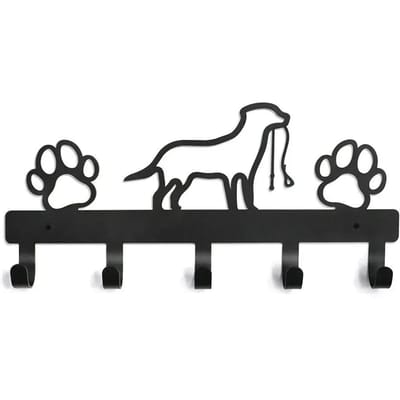 Metalen Poot Huisdier Hond Hanger 5 Haken Jashanger Sleutel Wandrek Houder Organizer Handdoekrek Opberghaak IJzerkunst zwart