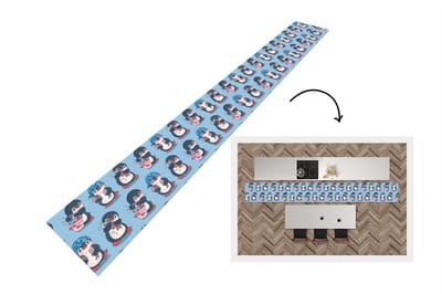 Keukenloper - Keukenmat - Pinguïn - Design - Vis - 400x50 cm - Keuken vloerkleed