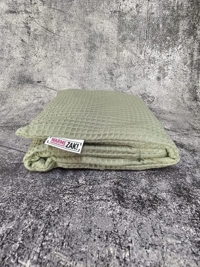 Warmezak! - XL - Pittenzak / coldpack - Wasbare hoes - Made in NL - 60x20cm - Groen - Wafelstof - Pittenkussen met biologische tarwe - Warmtekussen voor in de magnetron