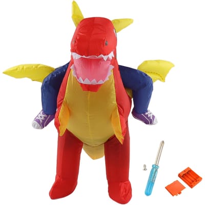 Opblaasbaar Kostuum Dinosaurus Rijden Grappig Kostuum Rijden Opblaaskostuum Voor Binnen Buiten Midden red