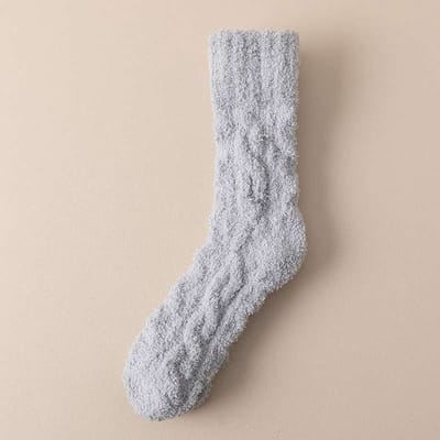 Fluffy sokken - Dames - Warme sokken maat 35 t/m 40- Winter Huissokken- Bedsokken - Huissokken - Badstof sokken - Verwarmde sokken - Dikke sokken - Kleur:grijs blauw