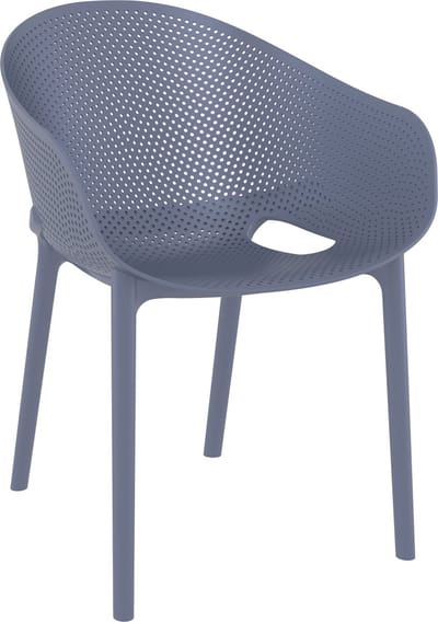 CLP Bistrostoel Sky Pro - Stapelbare Tuinstoel - Weerbestendig - Comfortabele Rugleuning - voor Tuin, Terras & Balkon - donkergrijs