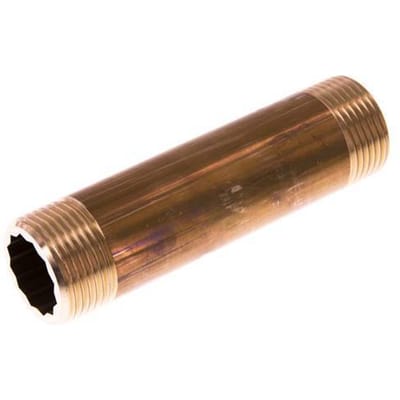 G 1'' Messing Dubbele Pijpnippel 16 Bar DIN 2982 - 120mm - FL2S-M-B-100G-120L
