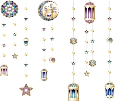 Famanu – Ramadan lantaarn slinger - 6 stuks - halve maan en ster - decoratie voor Ramadan feesten - banners - streamers - binnen en buiten gebruik