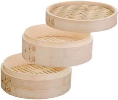 Stoomkoker set met bamboe - 20 cm - 3 eenheden