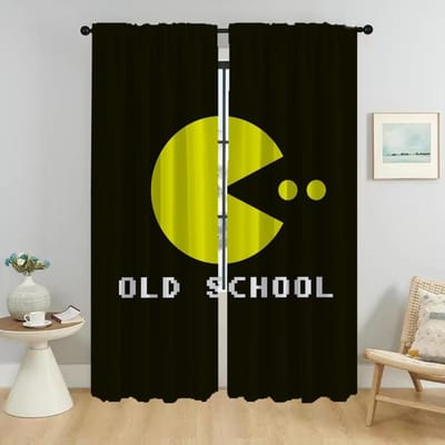 Anti-muggengordijnen voor Woonkamer Gordijn Pac-Manes Verdeling Verduisterende Gordijnen 2 Stuks Tule voor Slaapkamer Shades Keuken W50xH70cmx2pcs-CL