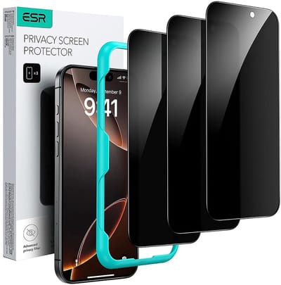 ESR Privacy Screen Protector Geschikt voor iPhone 17 Pro Max - Tempered Glass - Case Friendly - Montageframe - Gemakkelijke Installatie - 3-Pack