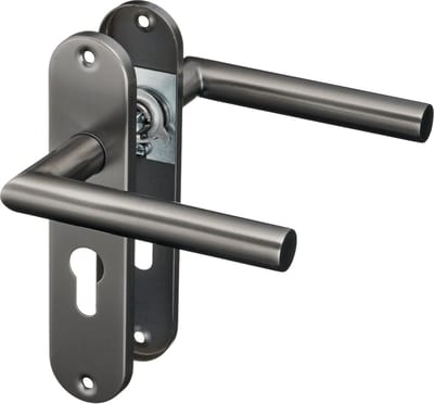 Silvano - Gun Metal Deurklink cilindergat - Kort Rond Schild