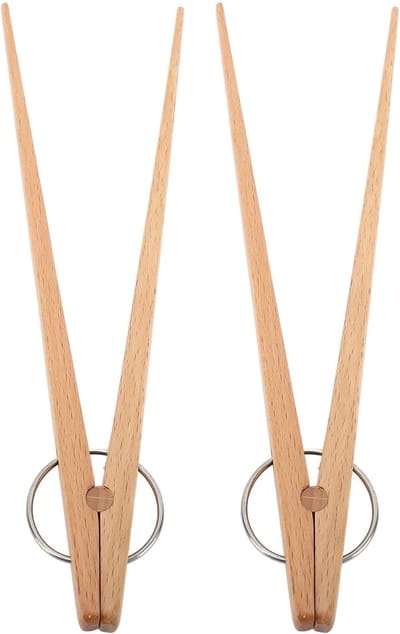 Houten Toaster Tangen Set van 2, Lange Keuken Tangen voor Brood, Komkommers en Muffins, Ideaal voor Serveerdoeleinden