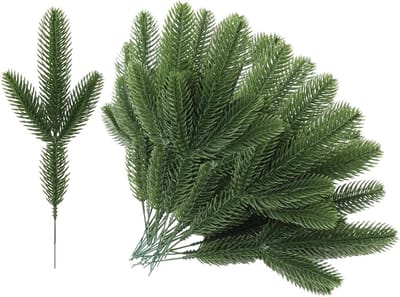 Kunstmatige dennennaalden voor DIY-garland en kerstdecoratie, groene takken en bladeren voor sfeervolle versieringen
