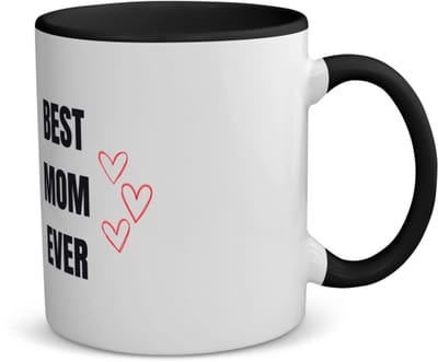 Akyol - best mom ever koffiemok - theemok - zwart - Mama - cadeau mama - cadeau - verjaardag mama - 350 ML inhoud