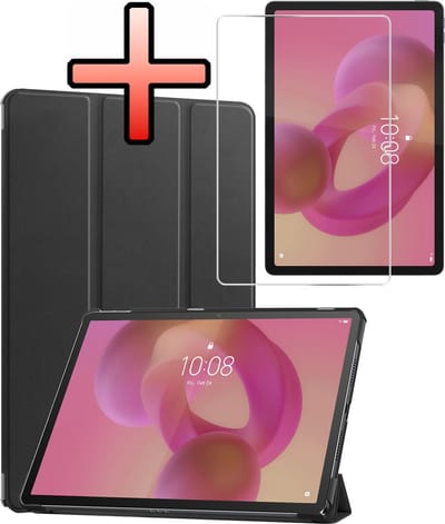 Hoes - Geschikt voor Lenovo Idea Tab - Met Screenprotector - Trifold Bookcase - Hard Cover - Hardcover Book Case - Tablet Hoesje - Zwart