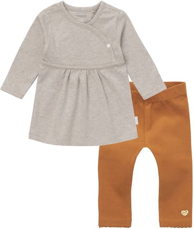 Noppies - Kledingset - 2 delig - Jurk Nevada Taupe - Legging Montaque Roasted Pecan - Maat 68