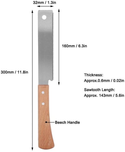 Dailygoods- Handzaag 12 Inch - Beukenhouten Handvat - Hoogwaardig Carbonstaal - Dubbelzijdige Zaagtanden - Voor Houtbewerking - Lichtgewicht - Zaag