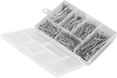 Dailygoods- T-pinnen 450 Stuks - Hoogwaardig Metaal - Sterke Lange Pinnen - Voor Pruiken Maken - Ambachten Naaien - Handige Opbergdoos - Naalden