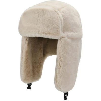 Winter Ushanka Hoed Mannen Vrouwen Piloot Aviator Bomber Trapper Hoed Kunstbont Leer Sneeuwhoed Met Oorkleppen Piloot Winter Bomber Hoed 55-60cm beige