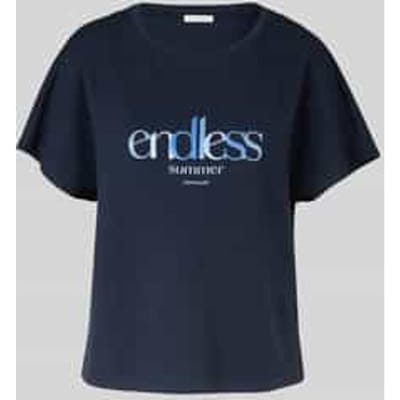 Tom Tailor - Loose fit scuba T-shirt met print - Maat XL - sky captain blue