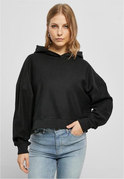 Urban Classics - Oversized Short Rib Hoodie/trui - XS - Zwart
