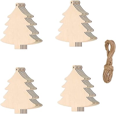 20 stuks kerstboom houten ornamenten opknoping kerstballen, doe-het-zelf houten kerst opknoping hanger ambachten versieringen voor kerst decoratie bruiloft feest decor- Kerstbomen