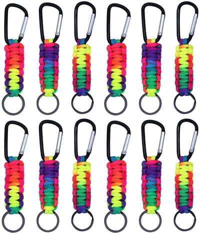 Dailygoods- Sleutelhanger 12 Stuks - Karabijnhaak - Paracord - Outdoor - Multifunctioneel - Duurzaam Materiaal - Keychain